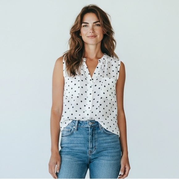 New York & Company Tops - NWT New York & Company Polka Dot Sleeveless Women's Top XS